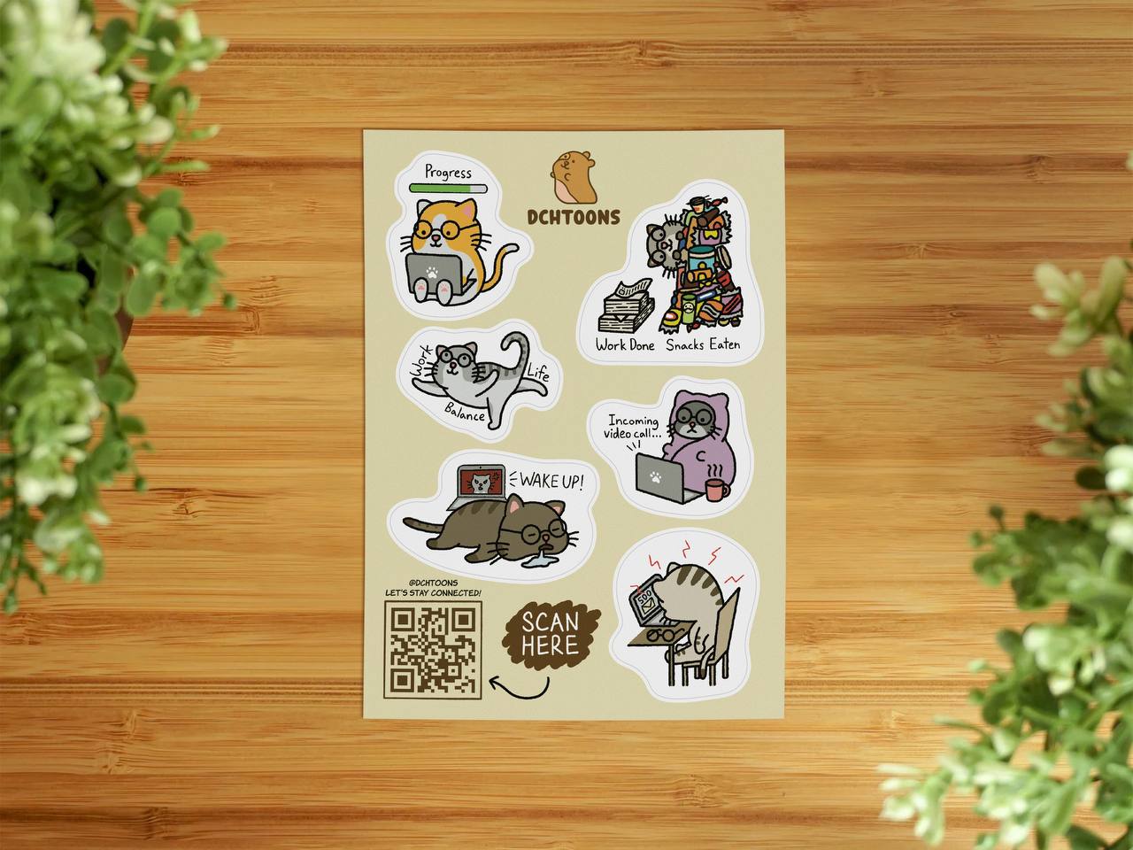 Work From Home Kitties Sticker Sheet